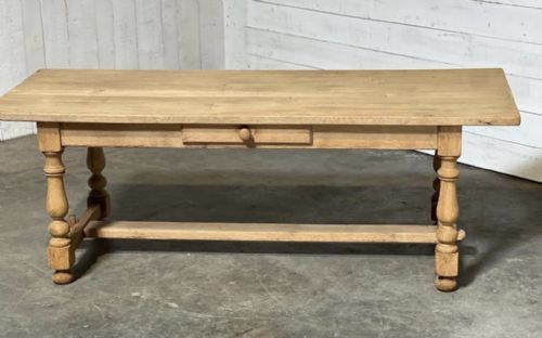 fig 1. French Oak Farmhouse Kitchen Dining Table with Drawer