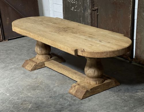 fig 1. Huge French Bleached Oak Farmhouse Dining Table