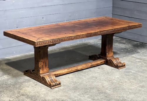 Wonderful French Oak One Piece Top Farmhouse Dining Table