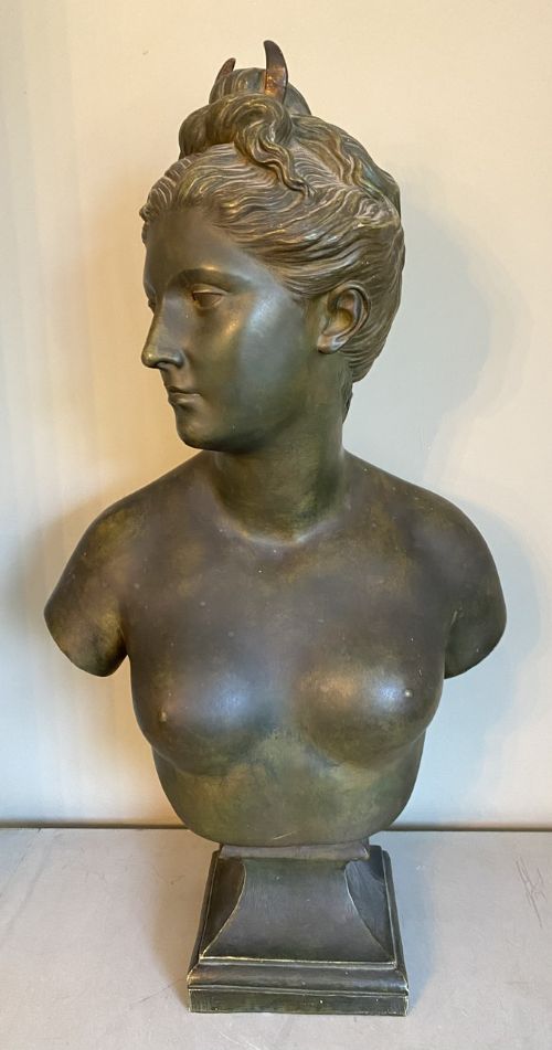 Extremely Rare Huge Goldscheider Bust of Diana