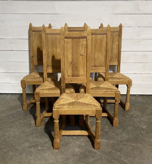 set 6 farmhouse oak dining chairs - CATEGORY: ANTIQUE CHAIRS - DATED 1920