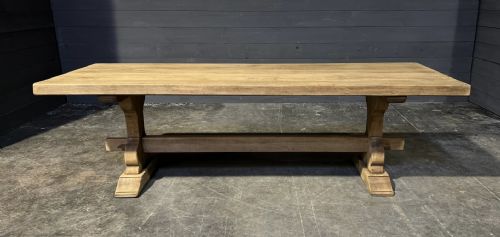 Large French Bleached Oak Farmhouse Dining Table