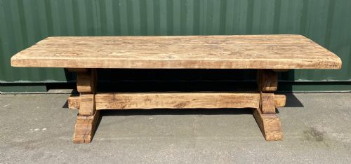 Large French Bleached Oak Farmhouse Dining Table