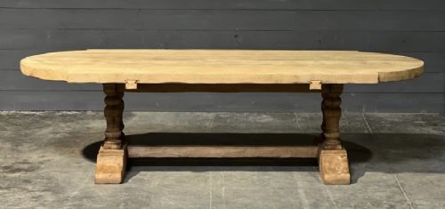 Long and Deep French Bleached Oak Farmhouse Dining Table
