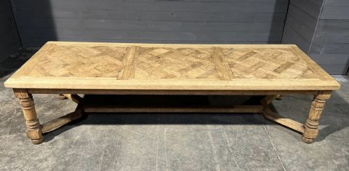 Incredible Oak 3m Parquetry Top Farmhouse Dining Table