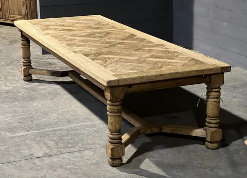 fig 1. Incredible Oak 3M Parquetry Top Farmhouse Dining Table