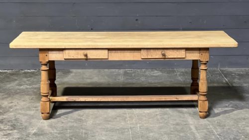 French Oak Farmhouse Kitchen Dining Table with 2 Drawers