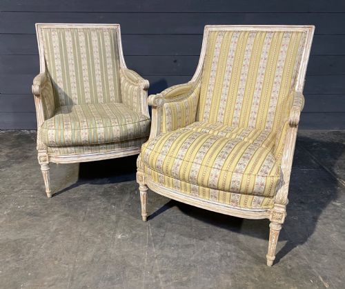 Fine Quality Pair French Bergere Arm Chairs