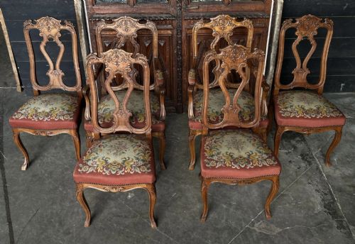 Top Quality Tapestry Seat Set 6 French Dining Chairs