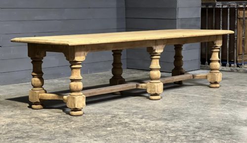 fig 1. Huge French Bleached Oak Farmhouse Dining Table
