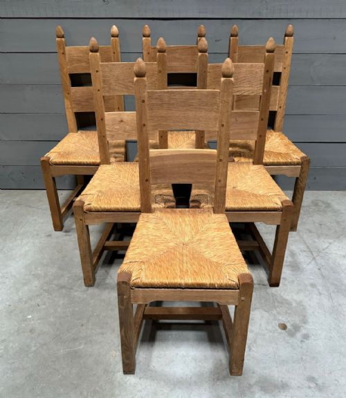 Set 6 Farmhouse Oak Dining Chairs