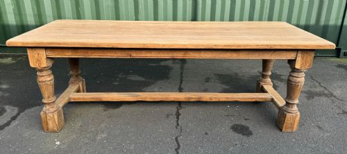 French Bleached Oak Farmhouse Dining Table