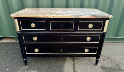 French Louis Xvi Ebonised Commode Chest of Drawers