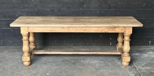 French Bleached Oak Farmhouse Dining Table