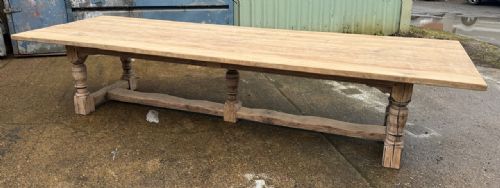 Enormous Bleached Oak Farmhouse Dining Table