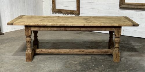 Unusually Deep Oak Farmhouse Dining Table