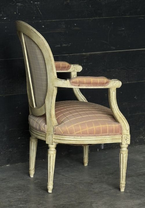 PAIR FRENCH UPHOLSTERED ARM CHAIRS - ADDITIONAL PHOTO 3