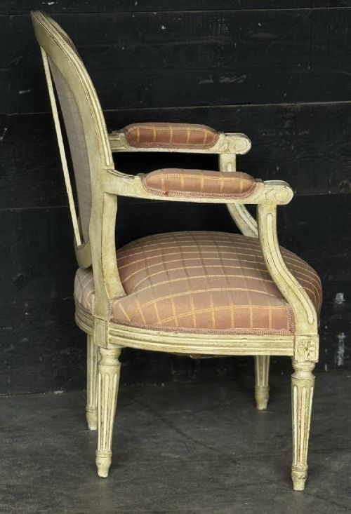 PAIR FRENCH UPHOLSTERED ARM CHAIRS - ADDITIONAL PHOTO 5