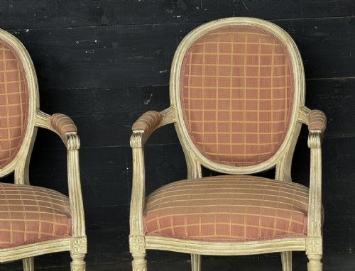 PAIR FRENCH UPHOLSTERED ARM CHAIRS - ADDITIONAL PHOTO 6
