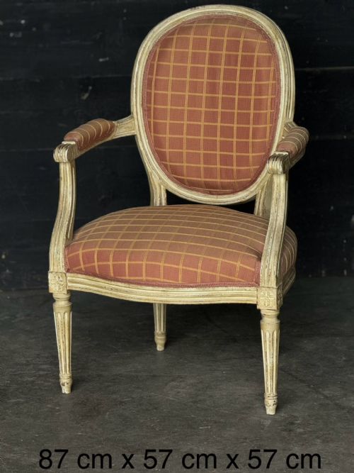 PAIR FRENCH UPHOLSTERED ARM CHAIRS - ADDITIONAL PHOTO 7