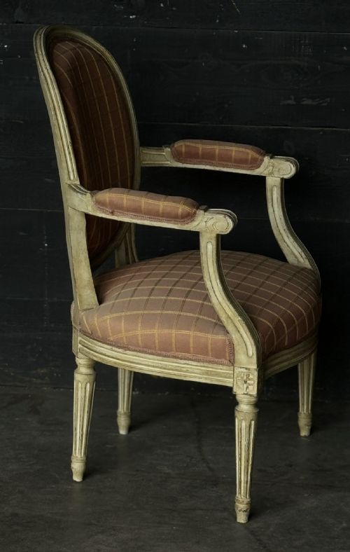 PAIR FRENCH UPHOLSTERED ARM CHAIRS - ADDITIONAL PHOTO 8