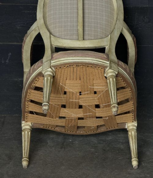 PAIR FRENCH UPHOLSTERED ARM CHAIRS - ADDITIONAL PHOTO 10