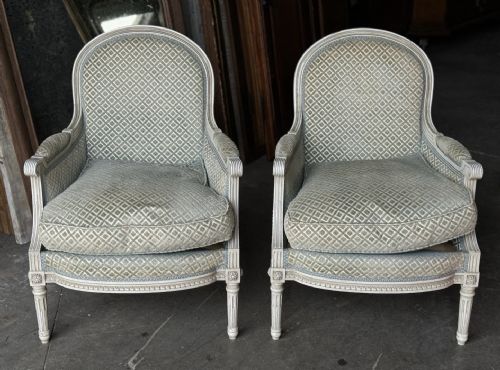 Pair French Bergere Arm Chairs