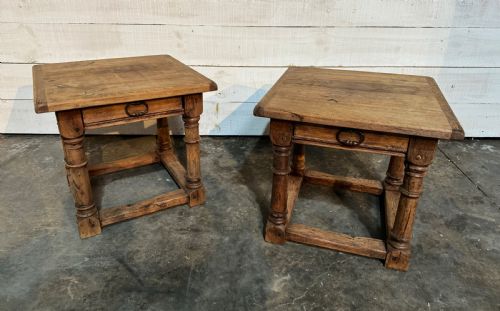 Pair Bleached Oak End Tables