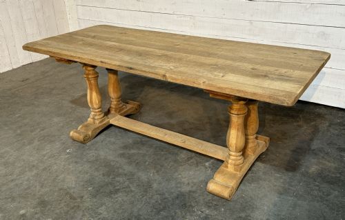 Baluster Leg French Bleached Oak Farmhouse Dining Table