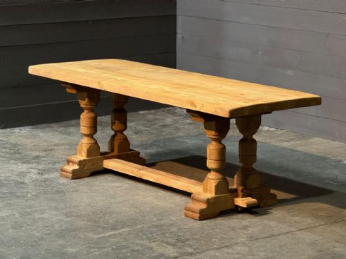 French Bleached Oak Farmhouse Dining Table
