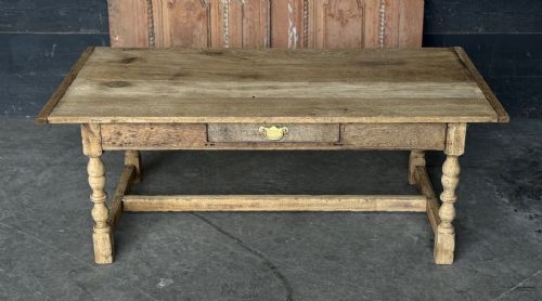 Large Bleached Oak Coffee Table with Drawer