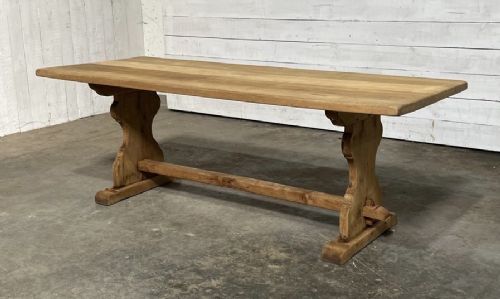 French Bleached Oak Farmhouse Dining Table