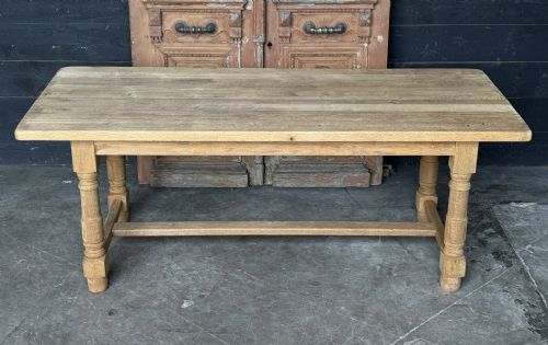 French Bleached Oak Farmhouse Dining Table