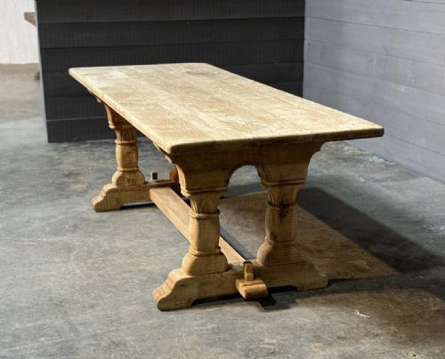 fig 1. Unusual French Bleached Oak Farmhouse Dining Table