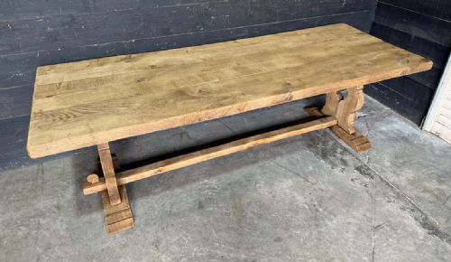 fig 1. Large French Bleached Oak Farmhouse Dining Table
