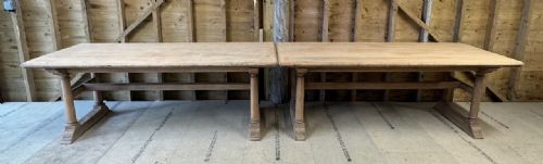 fig 1. Very Rare Pair of Oak Farmhouse Dining Tables