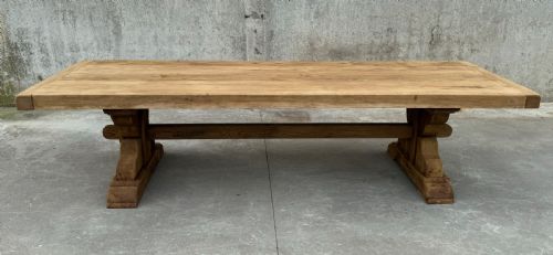 Huge French Solid Oak Farmhouse Dining Table