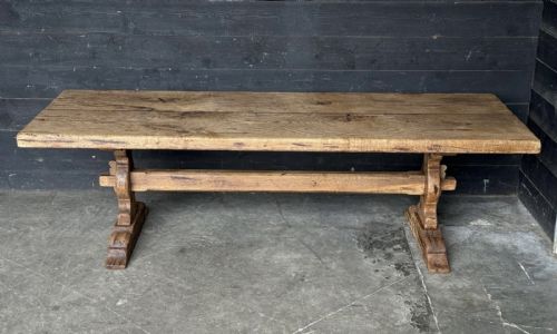 Rare 2 Plank Oak Farmhouse Dining Table