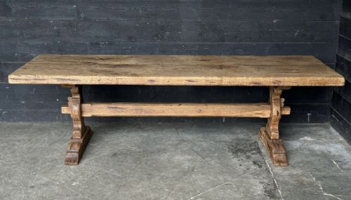 fig 1. Rare 2 Plank Oak Farmhouse Dining Table