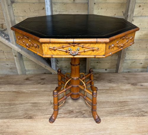 Very Rare Faux Bamboo Centre Table with Drawers