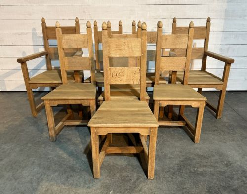 Set 8 (6x2) Oak Farmhouse Dining Chairs