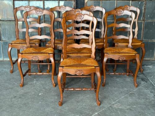 SET 8 FRENCH LADDER BACK DINING CHAIRS - ADDITIONAL PHOTO 1
