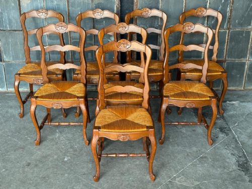 SET 8 FRENCH LADDER BACK DINING CHAIRS - ADDITIONAL PHOTO 2