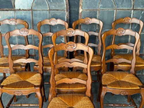 SET 8 FRENCH LADDER BACK DINING CHAIRS - ADDITIONAL PHOTO 3
