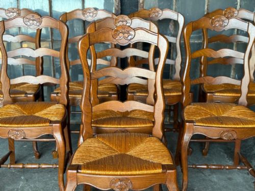 SET 8 FRENCH LADDER BACK DINING CHAIRS - ADDITIONAL PHOTO 4