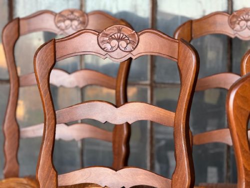 SET 8 FRENCH LADDER BACK DINING CHAIRS - ADDITIONAL PHOTO 5