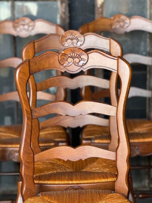 SET 8 FRENCH LADDER BACK DINING CHAIRS - ADDITIONAL PHOTO 9
