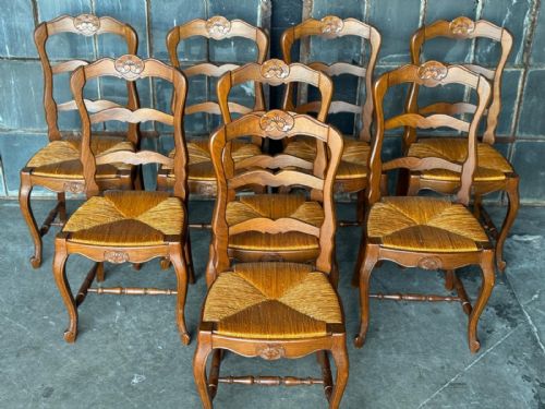 SET 8 FRENCH LADDER BACK DINING CHAIRS - ADDITIONAL PHOTO 11