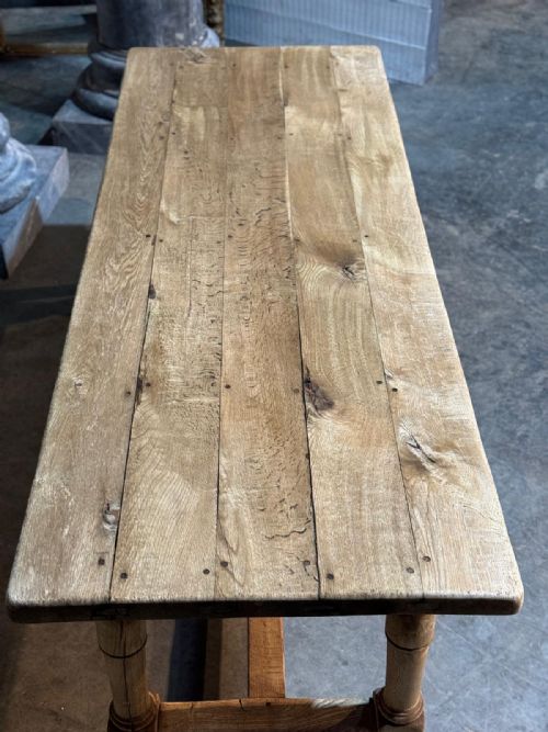 CHARACTERFUL BLEACHED OAK FARMHOUSE DINING TABLE - ADDITIONAL PHOTO 8