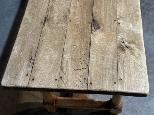 CHARACTERFUL BLEACHED OAK FARMHOUSE DINING TABLE - ADDITIONAL PHOTO 11